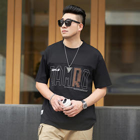 【新款DMH】大依优型大码男装圆领短袖T恤加肥加大休闲肥佬男上衣夏季半袖胖子潮款