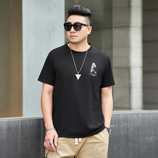 【Q】【新款DMH】大依优型大码男装前后印花圆领短袖T恤加肥加大休闲肥佬男上衣夏季半袖胖子潮款 商品图1