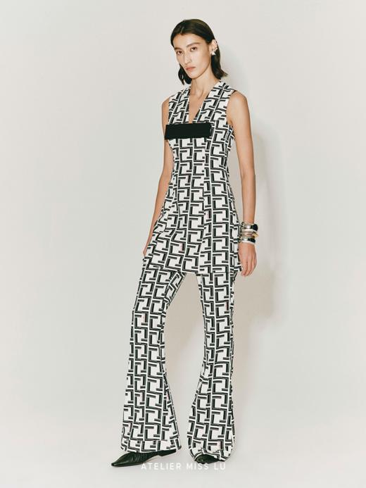 【日网】品牌定制印花蝴蝶结撞色收腰A字连衣裙 商品图3