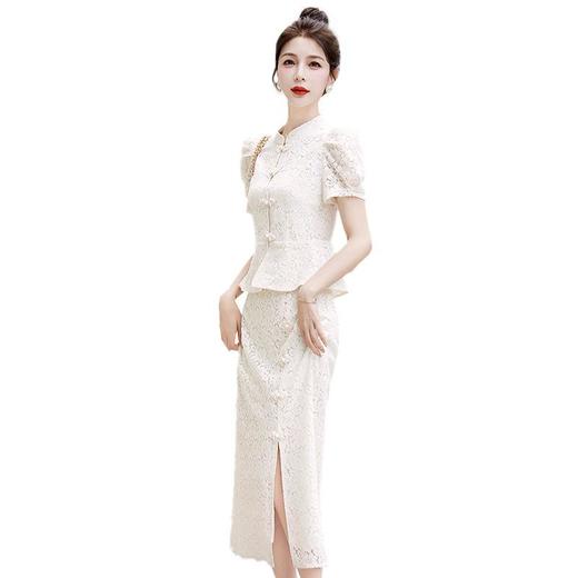 【预订·最迟6天发货】改良旗袍蕾丝连衣裙女2024年夏季新款高端气质年轻款两件套新中式 商品图4