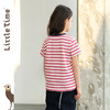 littletime女童t恤潮字母印花2024夏季洋气韩版条纹纯棉宽松短袖 商品缩略图4