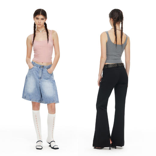 NUTH俏皮花边蕾丝吊带修身显瘦遮副乳正反两穿针织吊带背心女 商品图0