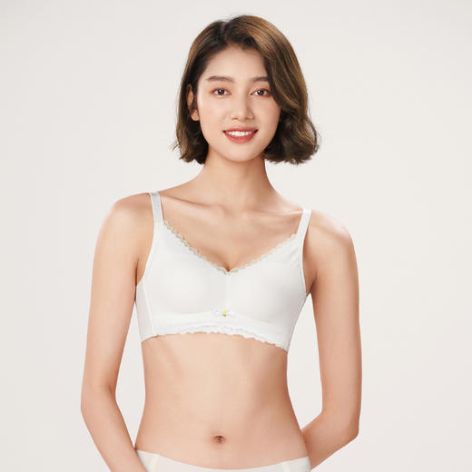 都市丽人自然舒适内衣女蕾丝文胸B杯适穿3/4杯中厚无钢圈三排扣LB42D4 商品图1