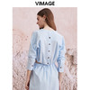 VIMAGE纬漫纪夏季新款时尚短款露脐蓝色衬衫V2109714 商品缩略图4