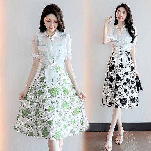 【预订·最迟6天发货】两件套连衣裙女夏2024年新款高级感气质洋气别致独特碎花裙子套装 商品图0