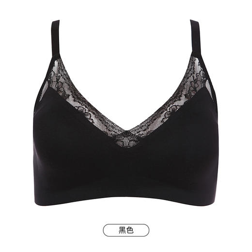 都市丽人Vbra内衣浪漫蕾丝边内衣女泳布文胸无尺码3/4杯薄款无钢圈二排扣LB46K8 商品图9