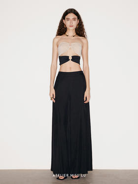 【拿铁】金属圆环镂空设计撞色弹力系带抹胸