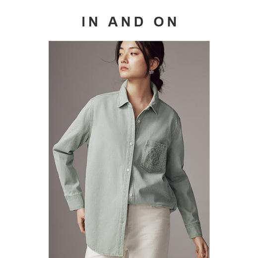 IN AND ON 色彩丹宁 复古雪花洗刺绣牛仔衬衫 54159 商品图4