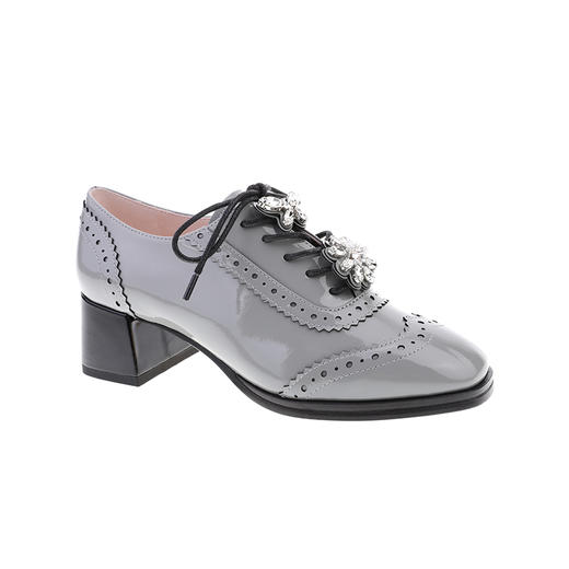 sheme蝶雨彩虹系列进口漆皮可拆卸水晶扣饰女士系带乐福鞋可定制 商品图10