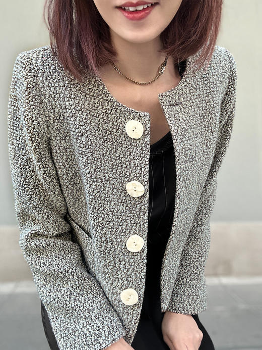 TYNVIE 圆领复古短外套-灰花呢 商品图6