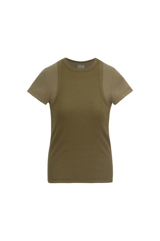 oneup假两件弹力短袖T恤 商品图6