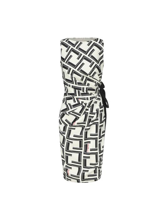 【涟漪】品牌定制字母印花飘带褶皱修身连衣裙 商品图4