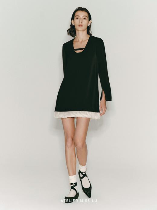【梦境之翼】开衩飘袖下摆柔纱拼接A字连衣裙 商品图2