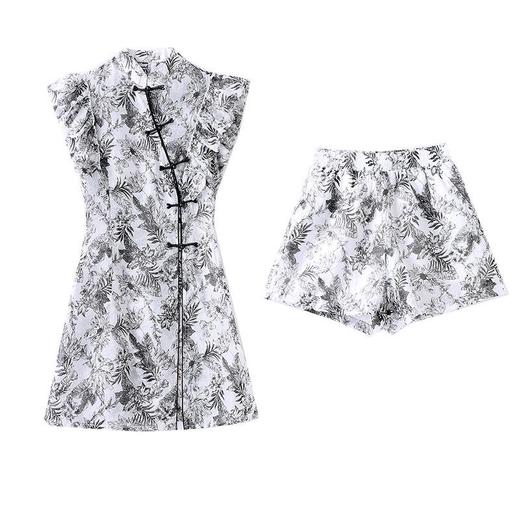 【预订·最迟6天发货】短裤套装女2024夏国风新款小个子遮肚子炸街洋气新中式甜辣两件套 商品图4