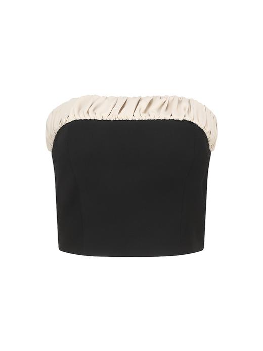 【月光少女】不规则捏褶撞色拼接抹胸上衣 商品图4