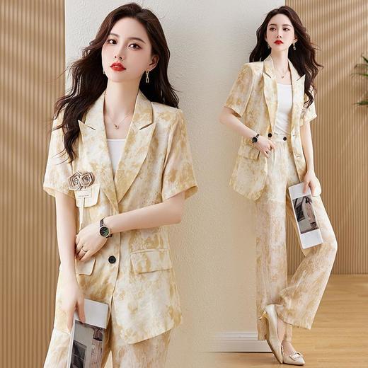 【预订·最迟6天发货】冰丝时尚套装女2024新款高端干练气质高档品牌休闲西装职业两件套 商品图2