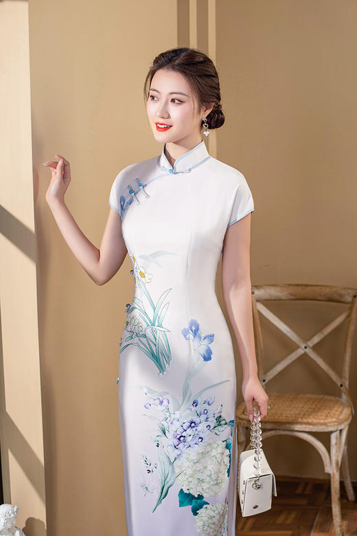 复古新中式改良旗袍气质名媛简约修身YM8058 商品图1