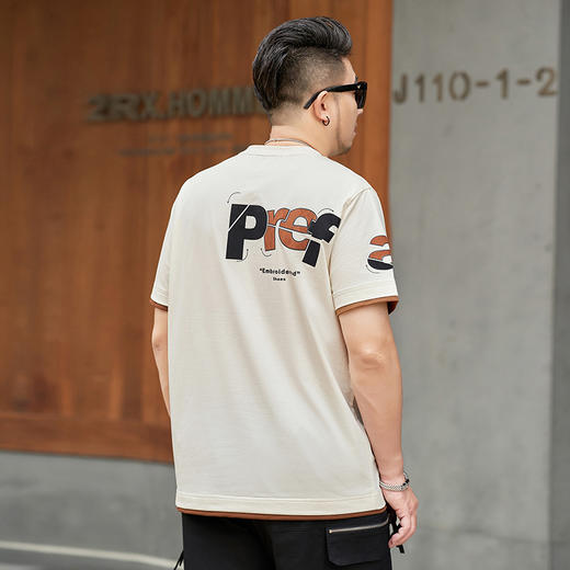 【新款DMH】大依优型大码男装前后印花圆领短袖T恤加肥加大休闲肥佬男上衣夏季半袖胖子潮款 商品图1