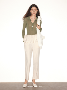 【罗勒薄荷】复古老钱风长袖冰感针织上衣