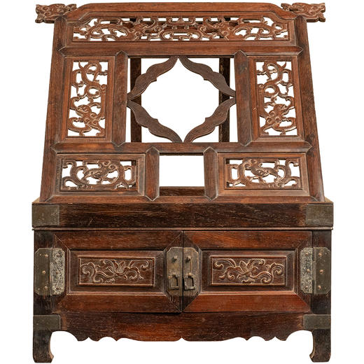 清 黄花梨透雕螭龙纹折叠式镜台 商品图5