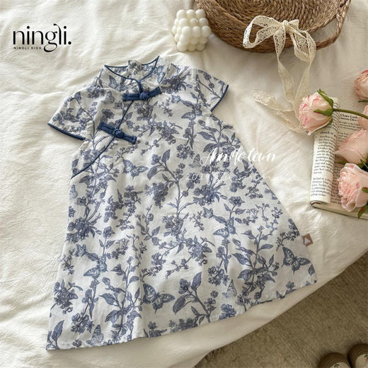 【清新甜美范！】柠里新中式连衣裙女童2024夏新款儿童甜美小清新国风盘扣旗袍裙潮 商品图7