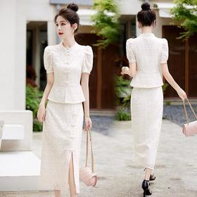 【预订·最迟6天发货】改良旗袍蕾丝连衣裙女2024年夏季新款高端气质年轻款两件套新中式