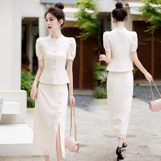 【预订·最迟6天发货】改良旗袍蕾丝连衣裙女2024年夏季新款高端气质年轻款两件套新中式 商品图0