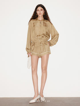 【落日淘沙】复古设计感拉链醋酸上衣