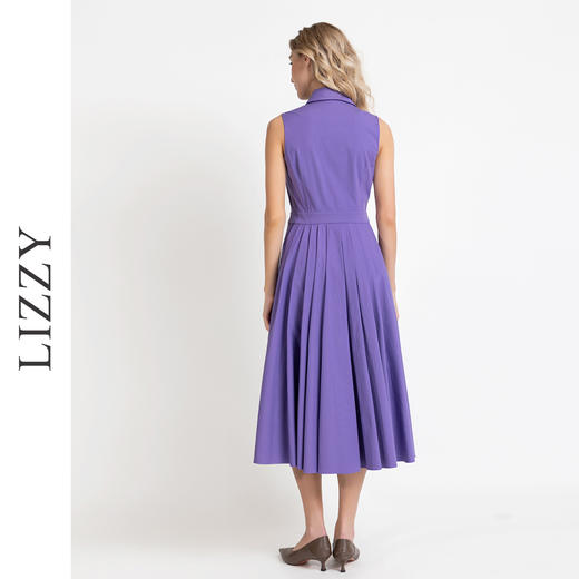 LIZZY 优雅赫本风衬衫领时尚洋气无袖大摆连衣裙7923 商品图3