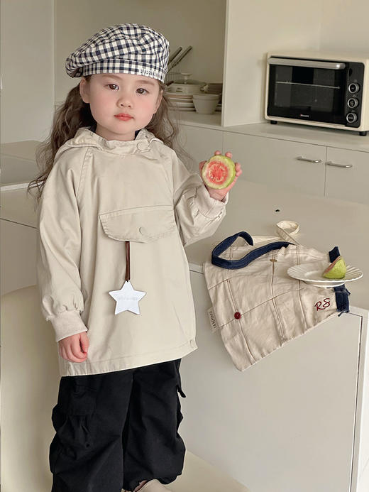 【精灵帽风衣】女童风衣外套春装2024新款韩版儿童洋气中长款女宝宝春秋连帽上衣 商品图3