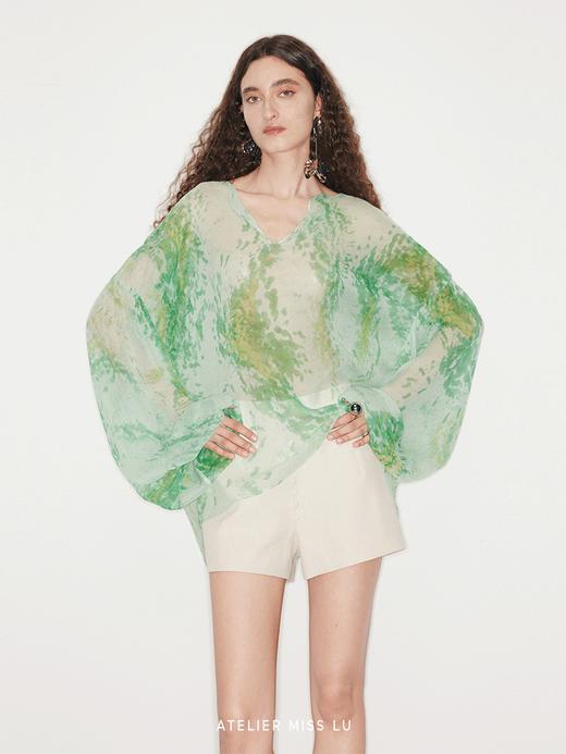 【画意青林】品牌定染印花桑蚕丝阔袖上衣 商品图3