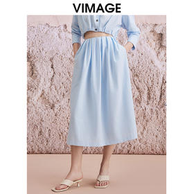 VIMAGE纬漫纪夏季新款宽松高腰显瘦通勤半身裙V2106734