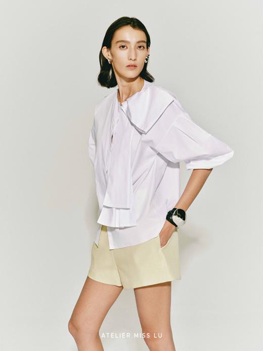 【白日】单侧装饰立体飘片设计白衬衫 商品图3