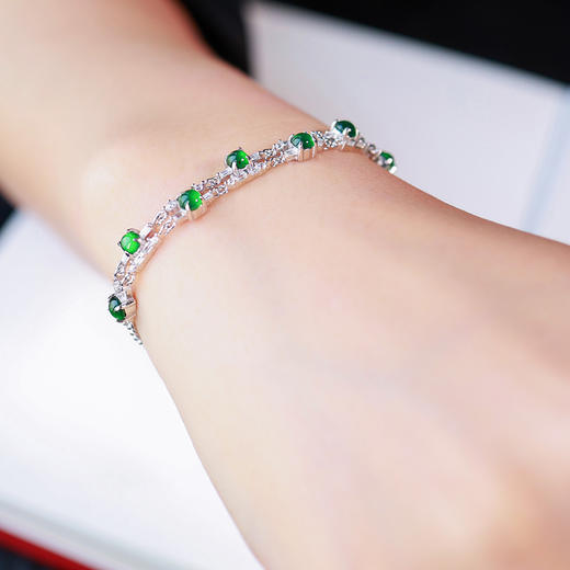 纯银镶嵌翡翠双层手链  CR 商品图0