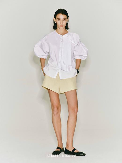 【白日】单侧装饰立体飘片设计白衬衫 商品图0