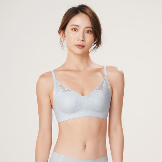 都市丽人Vbra内衣女浪漫蕾丝文胸无尺码3/4杯超薄款速干无钢圈二排扣LB461K 商品图1
