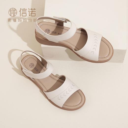 真皮舒适凉鞋妈妈鞋2024新款夏季软底中老年平底防滑中年女士皮鞋L368-13 商品图1