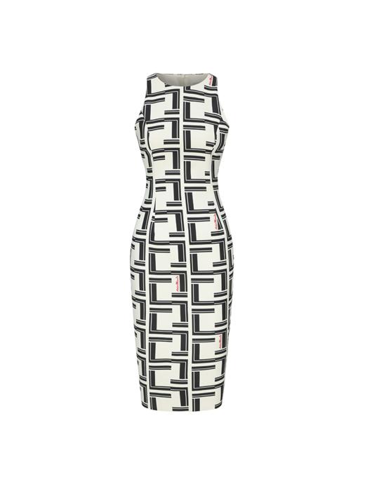 【卡门】品牌定制字母印花削肩修身连衣裙 商品图4