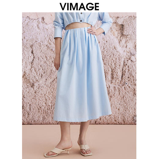 VIMAGE纬漫纪夏季新款宽松高腰显瘦通勤半身裙V2106734 商品图4