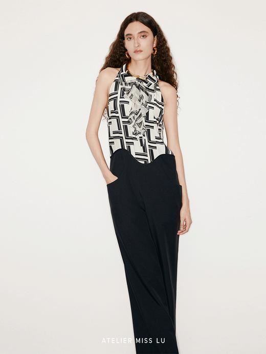 【巴黎素描】品牌定染字母印花浪漫荷叶边连体裤 商品图3