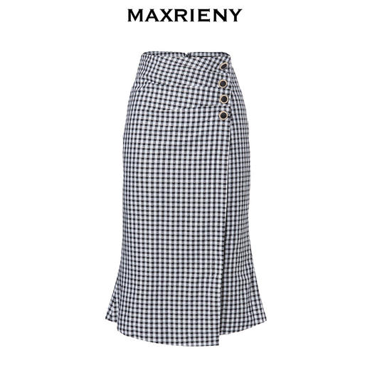 MAXRIENY格纹抽褶半身裙女春款复古通勤包臀短裙(货号:MC87SK267) 商品图4