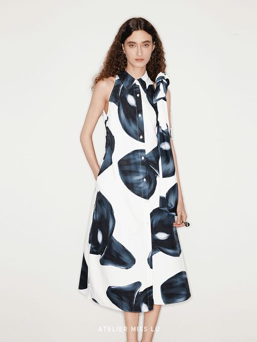 【依恋】品牌定染马蹄莲印花马甲衬衣连衣裙 商品图2