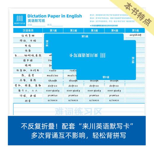 来川英语默写纸 单词记忆本 小学初中高中 艾宾浩斯记忆 听写默写神器 每日背诵 英语练习 商品图2