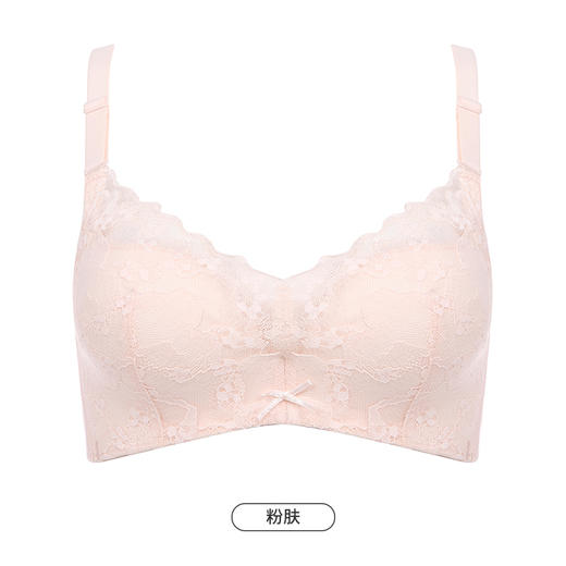 都市丽人自然舒适内衣女蕾丝文胸B杯适穿3/4杯薄款软钢圈三排扣LB42D6 商品图10