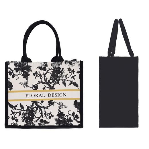 水墨花帆布袋便携式手提包国潮复学生拎书袋 商品图6