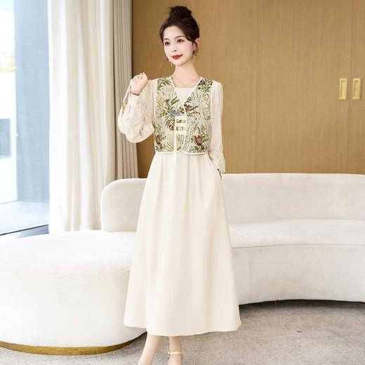 【预订·最迟6天发货】高级感套裙连衣裙女2024春夏新款复古国风马甲a字长裙两件套减龄 商品图2
