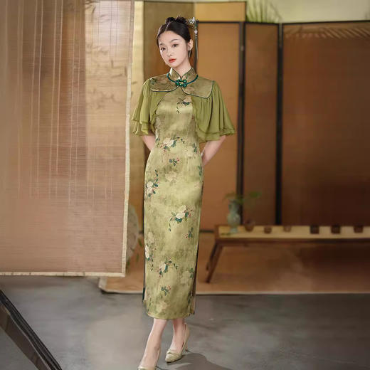 春夏新款改良旗袍修身日常新中式中国风两件套XL24002 商品图2