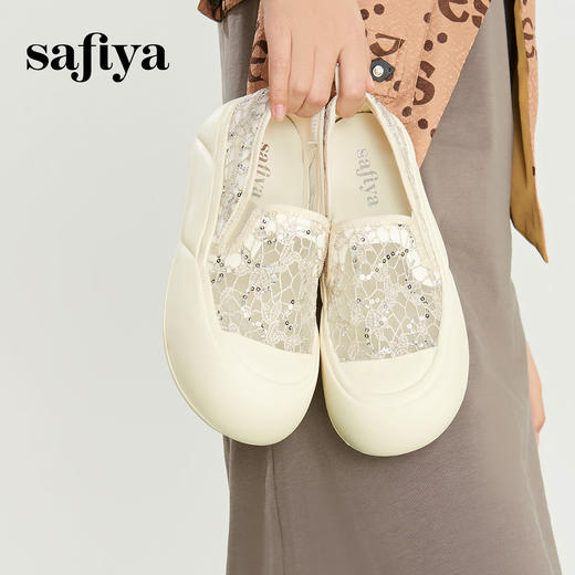 Safiya/索菲娅2024春丑萌芒果头蕾丝透网厚底休闲鞋渔夫鞋 SF41111M28 商品图0