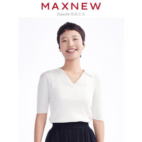 【毛衫】女装亲肤透气V领polo套衫 1N2222503