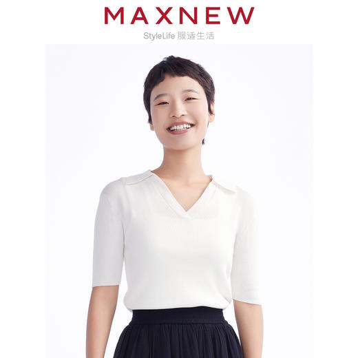 【毛衫】女装亲肤透气V领polo套衫 1N2222503 商品图0